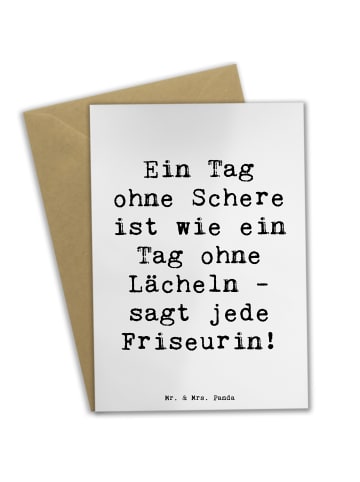 Mr. & Mrs. Panda Grußkarte Spruch Friseurin Schere mit Spruch in Weiß