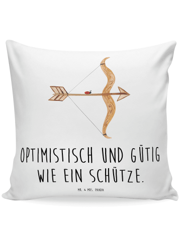 Mr. & Mrs. Panda Kissen Sternzeichen Schütze mit Spruch in Weiß
