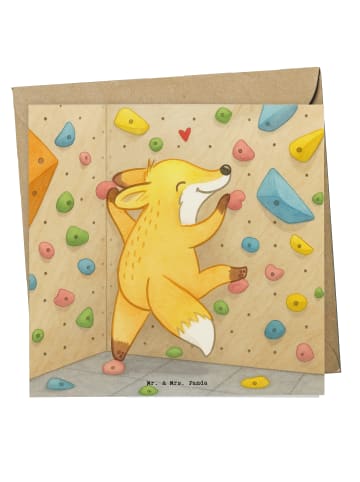 Mr. & Mrs. Panda Glückwunschkarte Fuchs Bouldern Design ohne Spruch in Weiß