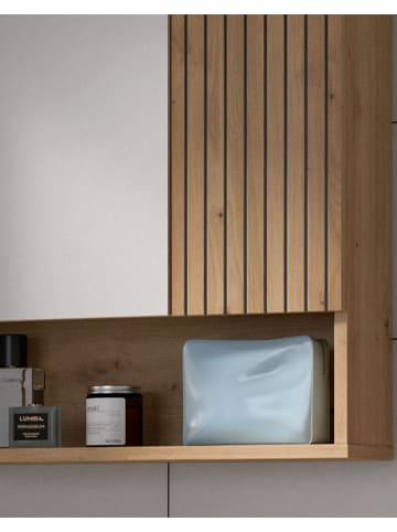 Inn.Furn Badmöbel-Set Eiche Artisan 2-teilig 60 cm, Kombination mit Rillen-Optik