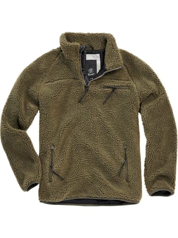 Brandit Fleecejacke/Fleecepullover "Teddyfleece Troyer" in Grün
