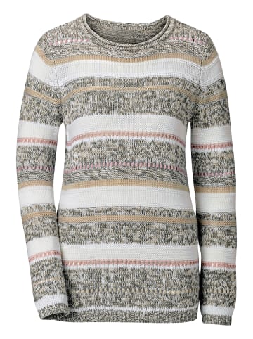 WITT WEIDEN Pullover in grün-ecru-gestreift