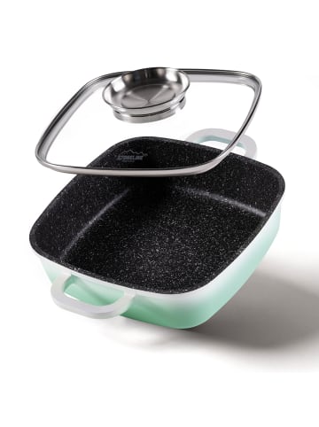 Stoneline STONELINE Servierpfanne 20 x 20 cm mit Aroma Glasdeckel, Eckpfanne in Mint