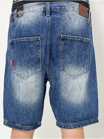 DADA Loose Fit Bermuda Jeans Shorts mit Frontlogo Baggy Denim in Blau