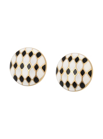 faina Women Stud Earrings in Gold Black White