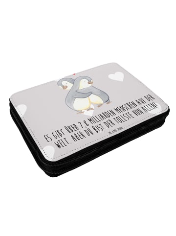 Mr. & Mrs. Panda Stifteetui Pinguine Kuscheln mit Spruch in Grau Pastell