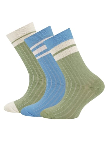 ewers 3er-Set Socken 3er Pack Rippe/Ringel in adria-salbei-latte