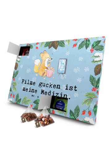 Mr. & Mrs. Panda Adventskalender Fuchs Filme gucken mit Spruch in Eisblau