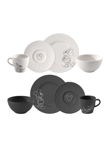 Villeroy & Boch 8-tlg. Frühstücks-Set Manufacture Rock – Mickey Mouse in in schwarz-weiß