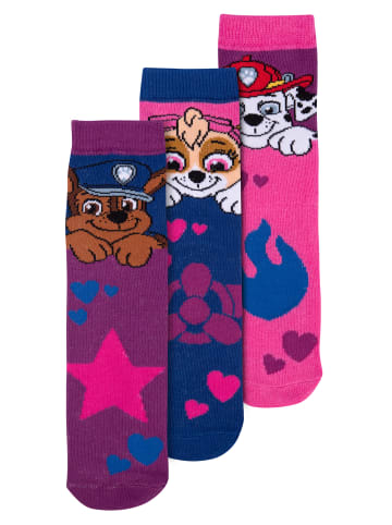 United Labels 3er Pack Paw Patrol Socken Sneaker Söckchen in pink/lila