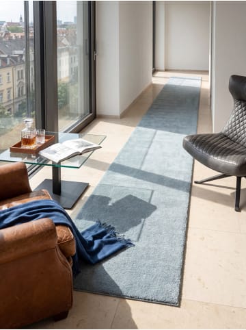 KADIMA DESIGN Teppichläufer Uni Antirutsch weich wohnlich Wohnzimmer Schlafzimmer in Blau