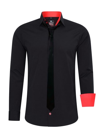Rusty Neal Hemd mit Krawatte in Schwarz / Rot