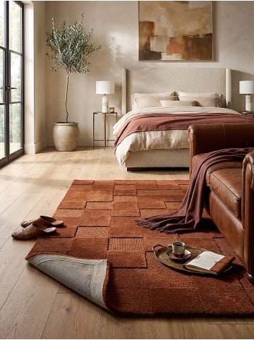 KADIMA DESIGN Teppich Wolle für Fußbodenheizung DEBEN modern Wohnzimmer Diele in Terrakotta