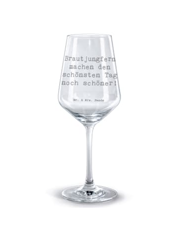 Mr. & Mrs. Panda Glaskelch Spruch Brautjungfern Wunder mit Spruch in Transparent