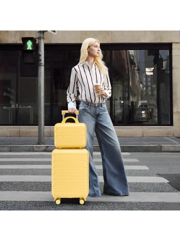 ABRIHOME Kofferset Hartschale mit Kosmetiktasche in Gelb