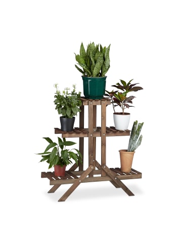 relaxdays Blumentreppe in Dunkelbraun - (B)83 x (H)82,5 x (T)28,5 cm