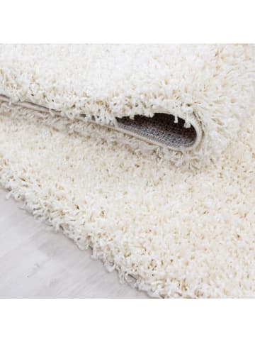 KADIMA DESIGN Teppich Hochflor Shaggy Waschbar Einfarbig RHEIN Strapazierfähig in Creme
