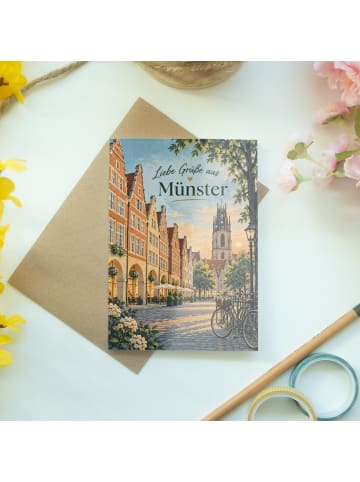 Glückwunschkarte Stadt einladend Design mit Spruch in Weiß