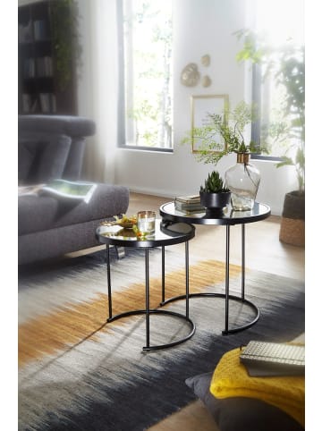 KADIMA DESIGN Design Beistelltisch Rund Ø 50/42 cm - 2 teilig mit Spiegel