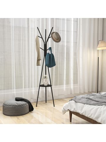 HOMCOM Garderobenständer in Schwarz 45L x 45B x 180H cm