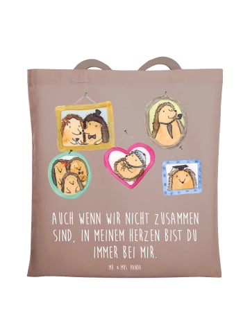Mr. & Mrs. Panda Jutetasche Trennung von den Eltern mit Spruch in Braun Pastell