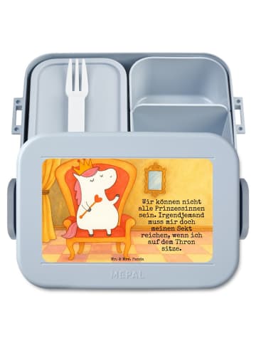 Mr. & Mrs. Panda Frühstücksbox Einhorn Prinzessin Design mit Spruch in Blau Pastell