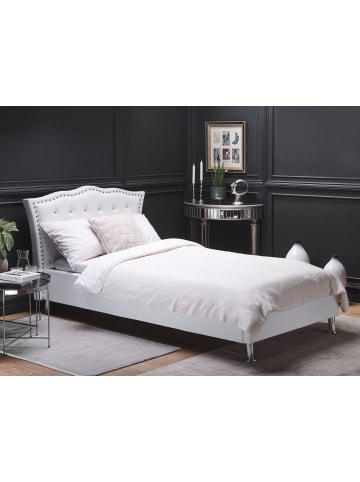Beliani Einzelbett METZ in Weiß/Silber - (W) 126 x (H) 102 x (L) 217 cm