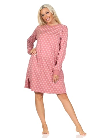 NORMANN Langarm Kuschel Interlock Nachthemd Tupfen Optik - 87658 in altrose