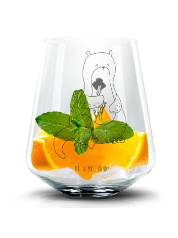 Mr. & Mrs. Panda Trinkglas Otter Blumenstrauß ohne Spruch in Transparent