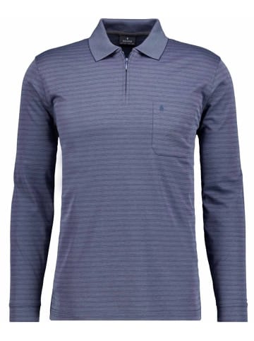 Ragman Fineliner-Poloshirt mit Reissverschluss, Langarm in Blau