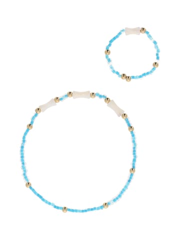 IZIA Women Jewelry Set With Bracelet And Ring in Blue White
