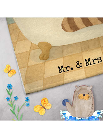 Mr. & Mrs. Panda Gästehandtücher Waschbär Design ohne Spruch in Weiß