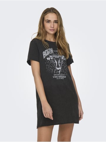 ONLY Shirtkleid Maxi Print Kurzarm Sommer Dress in Grau-2
