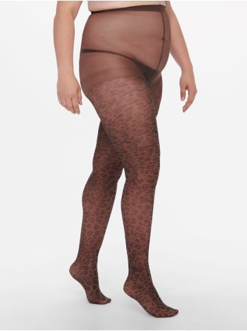 ONLY Carmakoma 40 DEN Leo Muster Strumpfhose Feinstrümpfe Plus Size Tights in Braun