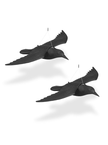 relaxdays 2 x Taubenschreck "Krähe" in Schwarz