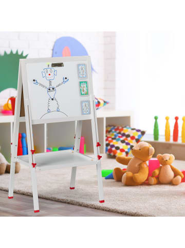 relaxdays Kinderstandtafel in Weiß - (B)45 x (H)81 - 104 x (T)42 cm