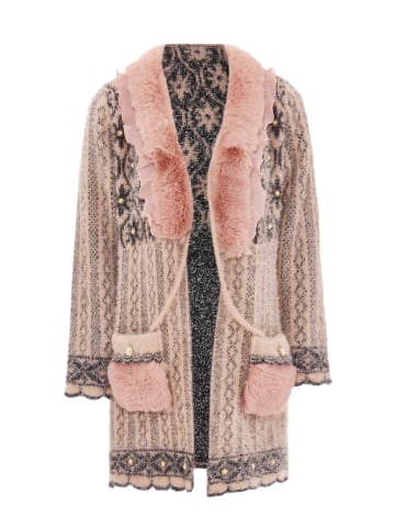 faina Damen Strickjacke in Pink Schwarz
