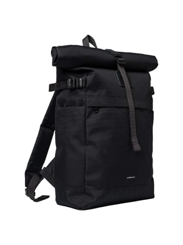 SANDQVIST Icon Rolltop - Rucksack M 14" 60 cm (light grey) in black/ black with black leather