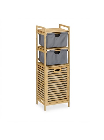 relaxdays Wäschekorb in Natur/ Grau - (B)40 x (H)120 x (T)33 cm