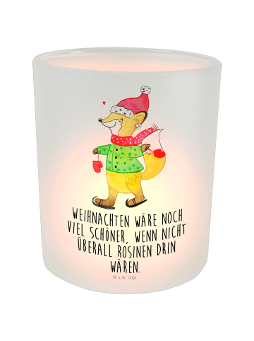 Mr. & Mrs. Panda Windlicht Fuchs  Schlittschuhe mit Spruch in Transparent