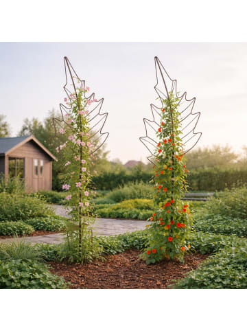 relaxdays 2 x Rankgitter "Blatt" in Braun - (B)30 x (H)100 cm