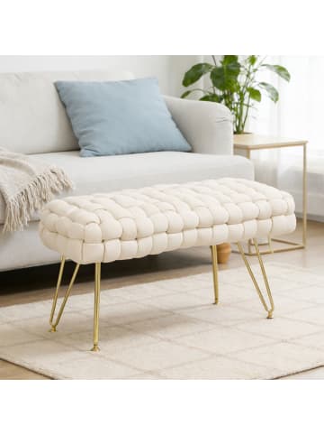 HOMCOM Sitzhocker-76L x 38B x 41,5H cm-Cremeweiß