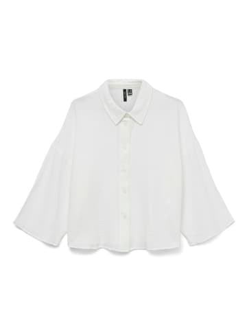 Vero Moda 3/4 Arm Bluse mit Kragen und Knopfleiste in Weiß