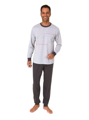 NORMANN langarm Schlafanzug Pyjama Bündchen - 83257 in grau