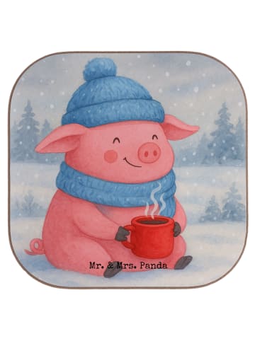 Mr. & Mrs. Panda Holzuntersetzer Schweinchen Glühwein Design ohn... in Weiß