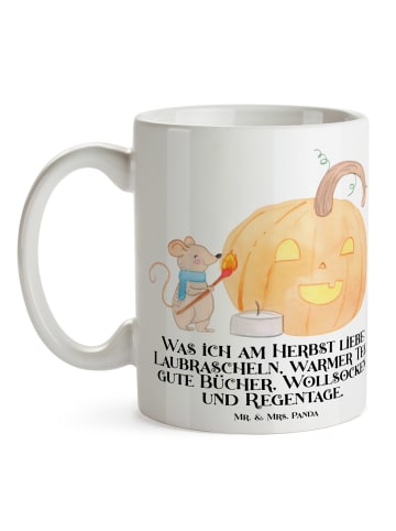 Mr. & Mrs. Panda Kaffeebecher Kürbis Maus mit Spruch in Weiß