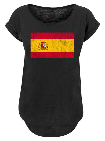 F4NT4STIC Long Cut T-Shirt Spain Spanien Flagge distressed in schwarz