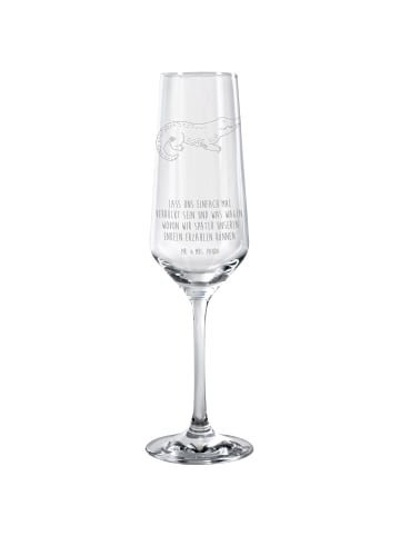 Mr. & Mrs. Panda Champagnerglas Krokodil mit Spruch in Transparent