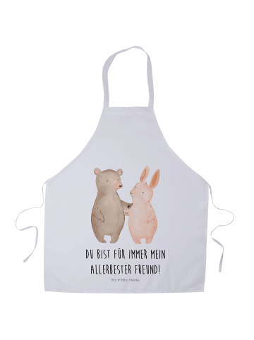 Mr. & Mrs. Panda Schürze Bär und Hase Umarmen mit Spruch in Weiß