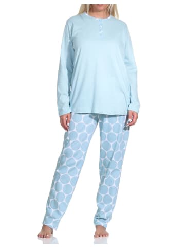 NORMANN Schlafanzug langarm Pyjama Hose Tupfen Punkte - 75701 in hellblau